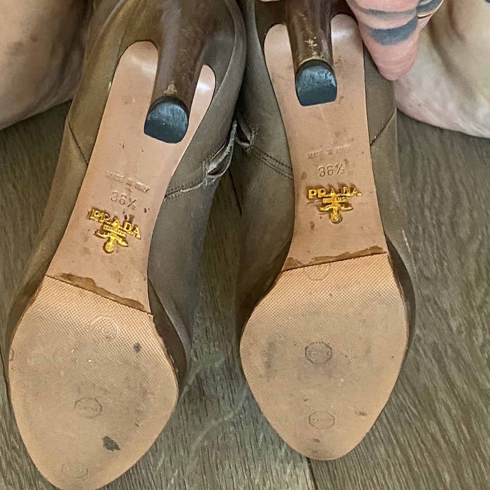 Authentic Grey Taupe Colored Prada Boots - Picture 7 of 10